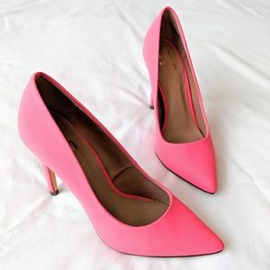 Hot Pink Pointy Toe Pumps Heels